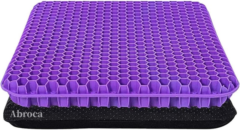 Abroca Gel Seat Cushion for Long Sitting, Double Thick Office Desk Home Wheelchair Seat Cushions for Back Hip Sciatica Tailbone Pain Sore Pressure Relief, Gel Cooling Game Chair Pads for Car Truck Driver - Image 1